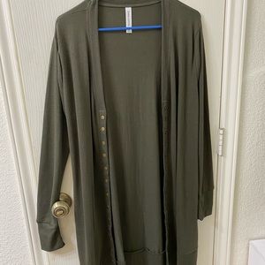 Green snap front cardigan